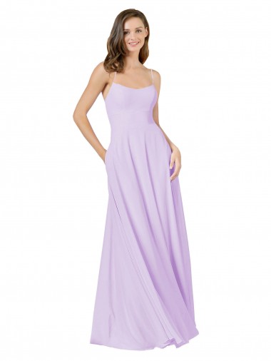 Sleeveless Lilac A-Line Spaghetti Straps Bridesmaid Gown Mississauga