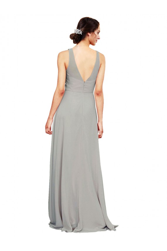 Sleeveless Silver A-Line V-Neck Bridesmaid Dress Mississauga