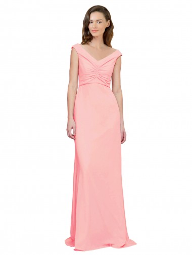 Sleeveless Salmon A-Line V-Neck Bridesmaid Dress Mississauga