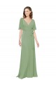 Short Flutter Sleeves Seagrass A-Line V-Neck Bridesmaid Dress Mississauga