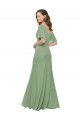 Short Flutter Sleeves Seagrass A-Line V-Neck Bridesmaid Dress Mississauga