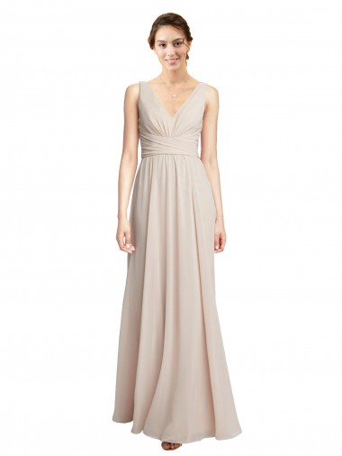 Sleeveless Cream Pink A-Line V-Neck Formal Dress / Bridesmaid Dress Mississauga