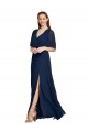 Flutter Sleeves Dark Navy A-Line V-Neck Bridesmaid Dress / Formal Dress Mississauga