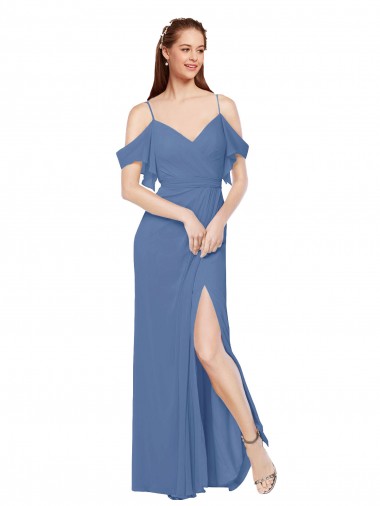 Sleeveless Windsor Blue A-Line Off the Shoulder Bridesmaid Dress Mississauga