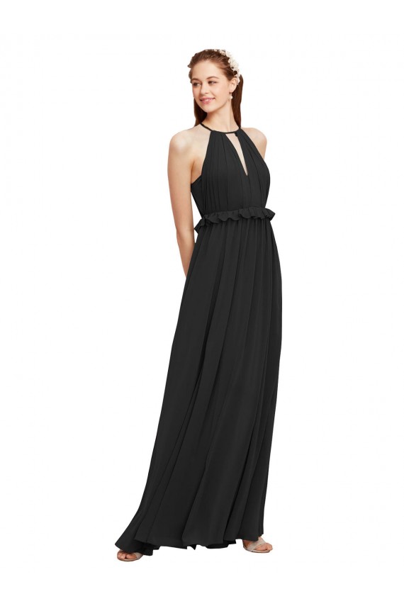 Sleeveless Black Keyhole Back Sheath Halter Neck Bridesmaid Dress Mississauga