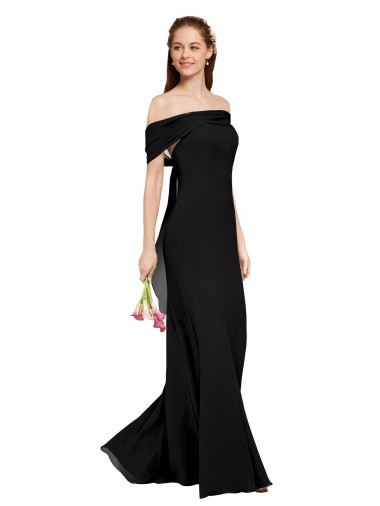 Sleeveless Black Mermaid Off the Shoulder Prom Dress / Bridesmaid Dress Mississauga