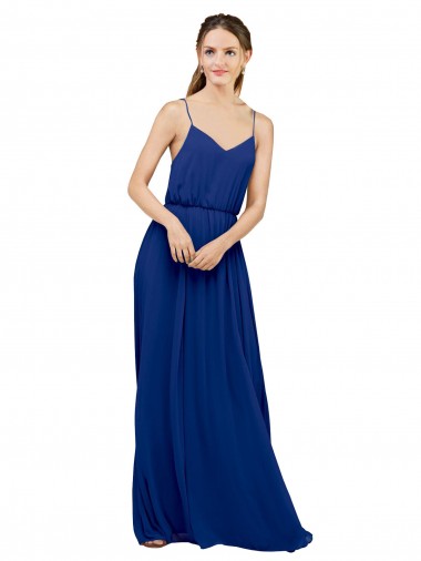 Sleeveless Royal Blue A-Line Spaghetti Straps Bridesmaid Dress / Evening Dress Mississauga