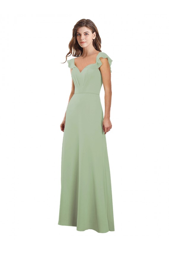 Cap Sleeves Smoke Green Low Back A-Line Sweetheart Bridesmaid Dress / Formal Dress Mississauga