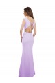 Cap Sleeves Lilac Open Back Column Round Neck Bridesmaid Dress Mississauga
