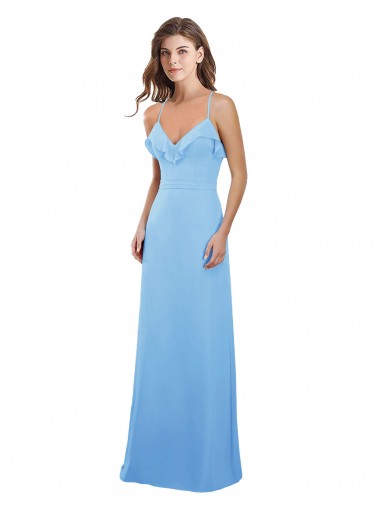 Sleeveless Periwinkle Open Back A-Line Spaghetti Straps Bridesmaid Dress Mississauga