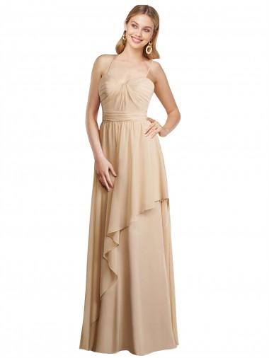 Sleeveless Champagne Criss Cross Open Back A-Line Spaghetti Straps Bridesmaid Dress Mississauga