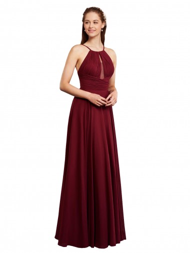 Sleeveless Burgundy Open Back A-Line Spaghetti Straps Bridesmaid Dress / Evening Dress Mississauga