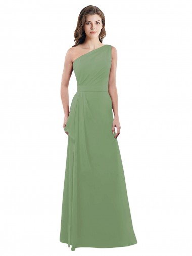 Sleeveless Seagrass A-Line One Shoulder Bridesmaid Dress Mississauga