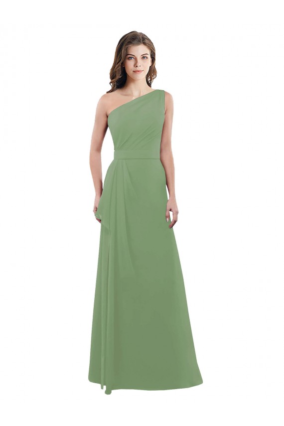 Sleeveless Seagrass A-Line One Shoulder Bridesmaid Dress Mississauga
