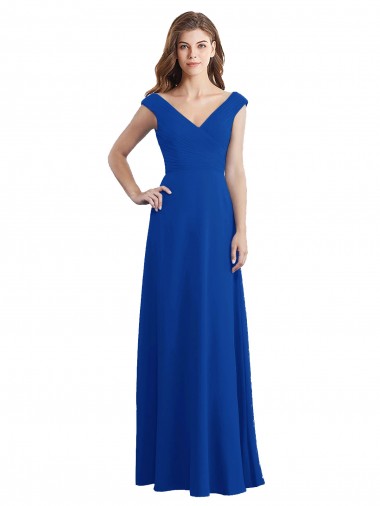 Sleeveless Royal Blue A-Line V-Neck Bridesmaid Dress / Evening Dress Mississauga