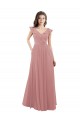 Cap Sleeves Dusty Pink V-Back A-Line V-Neck Bridesmaid Dress Mississauga