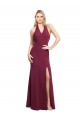 Sleeveless Burgundy Open Back Mermaid Halter Neck Bridesmaid Dress Mississauga