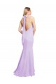 Sleeveless Burgundy Open Back Mermaid Halter Neck Bridesmaid Dress Mississauga