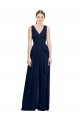 Sleeveless Dark Navy A-Line V-Neck Wedding Party Dress Mississauga