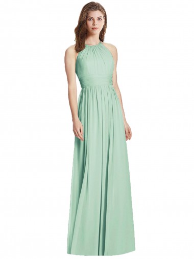 Sleeveless Mint Green Open Back A-Line Halter Neck Semi Formal Evening Dress / Bridesmaid Dress Mississauga