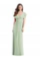 Flutter Sleeves Sage Open Back Trumpet V-Neck Bridesmaid Dress Mississauga