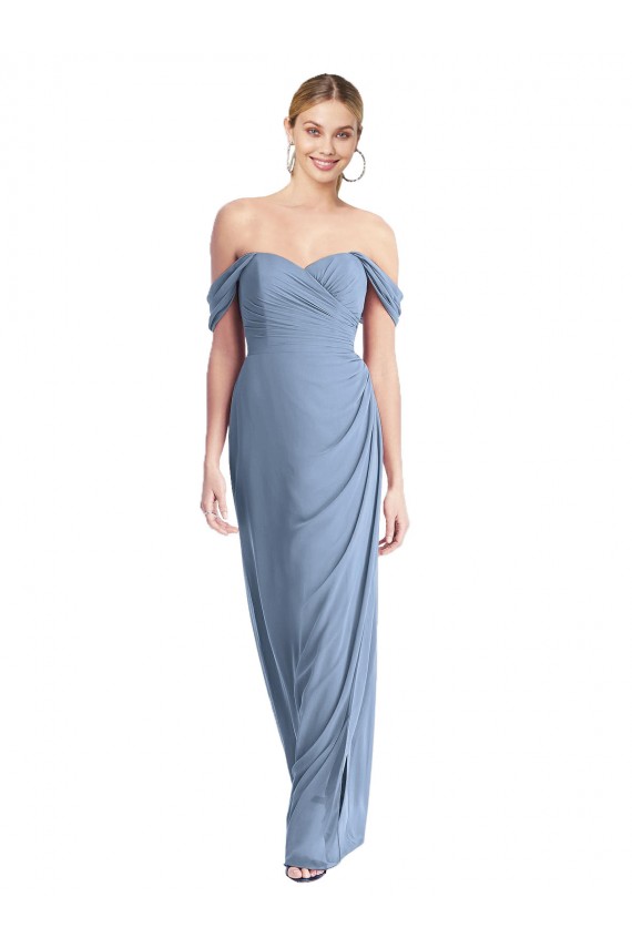 Sleeveless Dusty Blue Low Back Mermaid Off the Shoulder Semi Formal Evening Dress / Bridesmaid Dress Mississauga