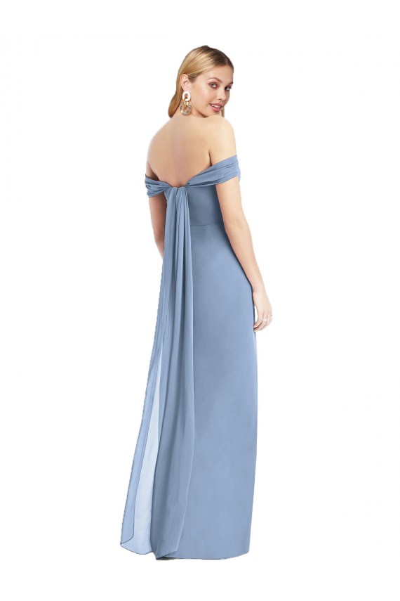 Sleeveless Dusty Blue Low Back Mermaid Off the Shoulder Semi Formal Evening Dress / Bridesmaid Dress Mississauga