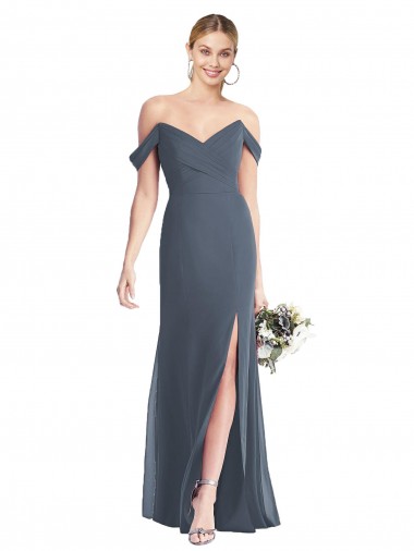 Sleeveless Silver Stone Low Back Trumpet Off the Shoulder Bridesmaid Dress Mississauga