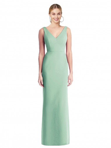 Sleeveless Mint Green Tie Back Trumpet V-Neck Bridesmaid Dress Mississauga