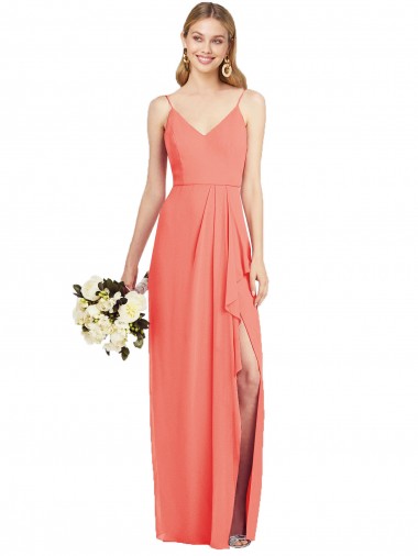 Sleeveless Coral Trumpet Spaghetti Straps Formal Dress / Bridesmaid Dress Mississauga