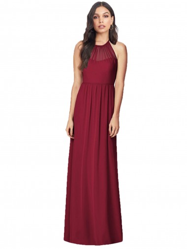 Sleeveless Burgundy Trumpet Halter Neck Bridesmaid Dress Mississauga