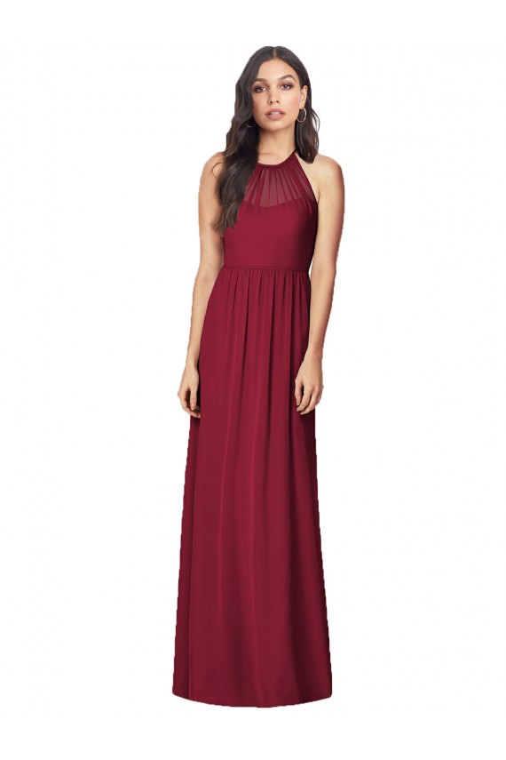 Sleeveless Burgundy Trumpet Halter Neck Bridesmaid Dress Mississauga