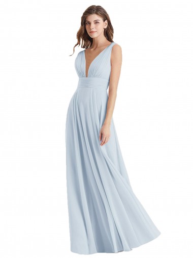 Sleeveless Sea Glass Tie Back A-Line V-Neck Bridesmaid Dress Mississauga