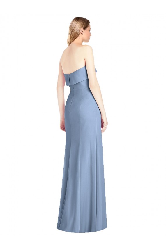 Sleeveless Dusty Blue Trumpet Strapless Bridesmaid Dress Mississauga