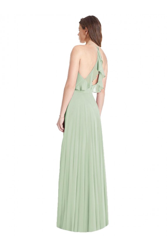 Cold Shoulder Sage Trumpet Spaghetti Straps Semi Formal Evening Dress / Bridesmaid Dress Mississauga
