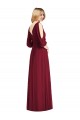 Bell Sleeves Burgundy V-Back Trumpet V-Neck Formal Dress / Bridesmaid Dress Mississauga