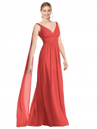 Sleeveless Firecracker Low Back A-Line V-Neck Bridesmaid Dress Mississauga