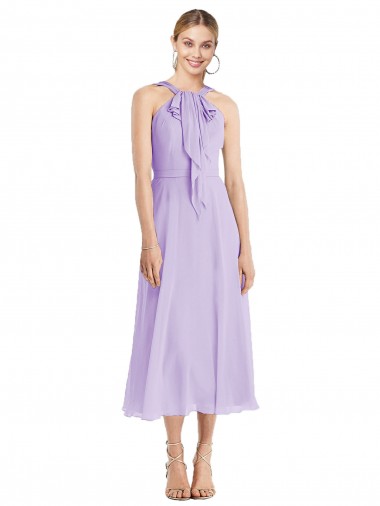 Sleeveless Lilac V-Back A-Line Halter Neck Prom Dress / Bridesmaid Dress Mississauga