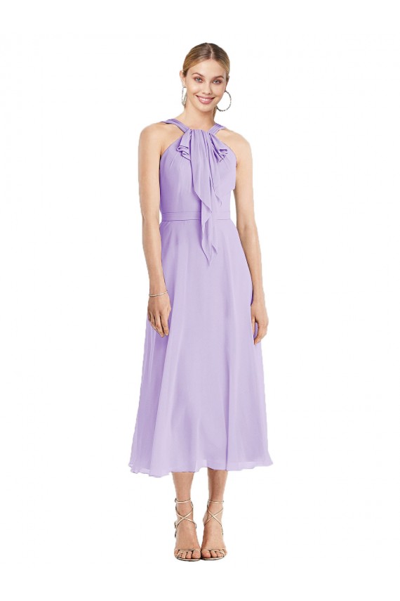Sleeveless Lilac V-Back A-Line Halter Neck Prom Dress / Bridesmaid Dress Mississauga