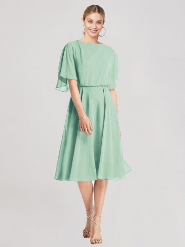 Flutter Sleeves Mint Green Open Back A-Line Bridesmaid Dress Mississauga