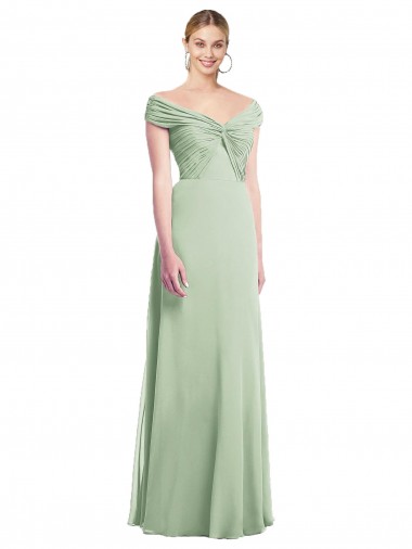Sleeveless Sage Trumpet Off the Shoulder Bridesmaid Dress Mississauga