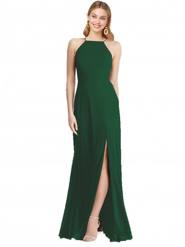 Sleeveless Dark Green A-Line Spaghetti Straps Semi Formal Evening Dress / Bridesmaid Dress Mississauga