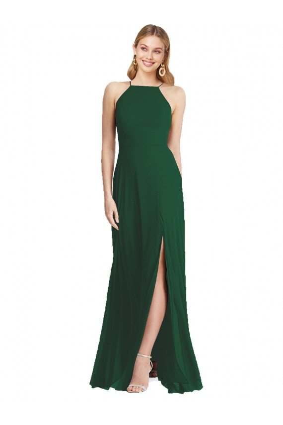 Sleeveless Dark Green A-Line Spaghetti Straps Semi Formal Evening Dress / Bridesmaid Dress Mississauga