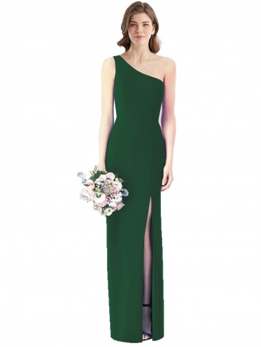 Sleeveless Dark Green Trumpet One Shoulder Bridesmaid Dress Mississauga