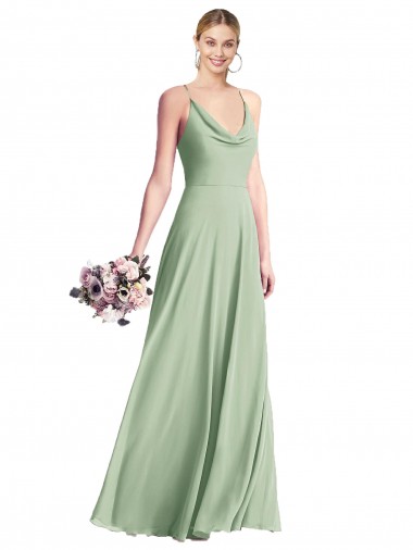 Sleeveless Sage V-Back A-Line Spaghetti Straps Bridesmaid Dress / Evening Dress Mississauga