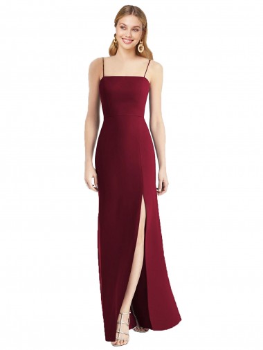 Sleeveless Burgundy Tie Back Trumpet Spaghetti Straps Bridesmaid Dress Mississauga
