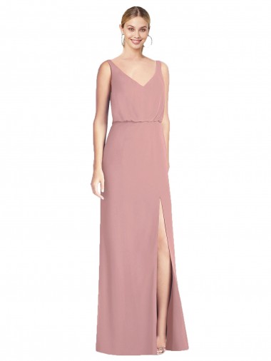 Sleeveless Dusty Pink V-Back Mermaid V-Neck Bridesmaid Dress Mississauga