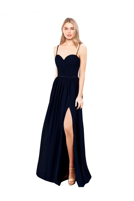 Sleeveless Dark Navy A-Line Spaghetti Straps Formal Evening Gown / Bridesmaid Dress Mississauga