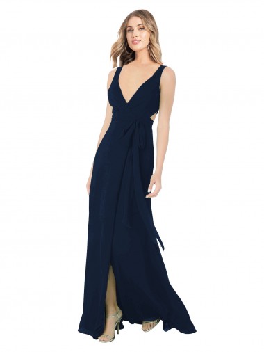 Sleeveless Dark Navy A-Line V-Neck Bridesmaid Dress / Evening Dress Mississauga