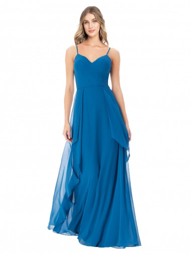 Sleeveless Peacock Blue A-Line Spaghetti Straps Bridesmaid Dress Mississauga